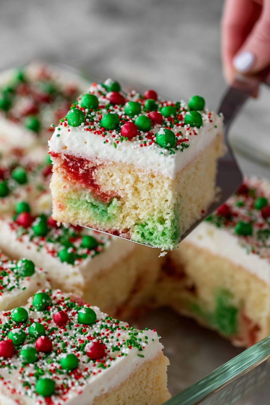 Festive Christmas Poke Cake - Serving Suggestion