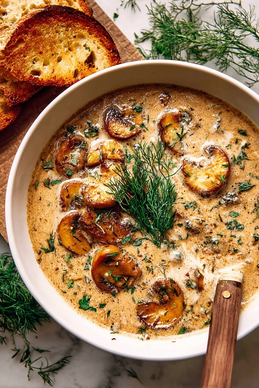 Hungarian Mushroom Soup - Serving Suggestion