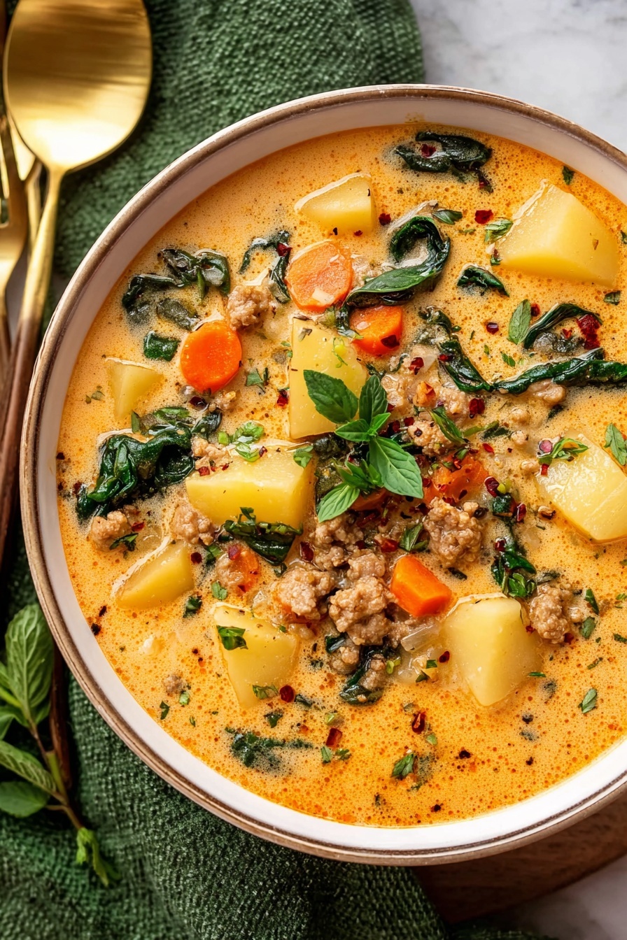 Spicy Italian Sausage Potato Soup - Serving Suggestion