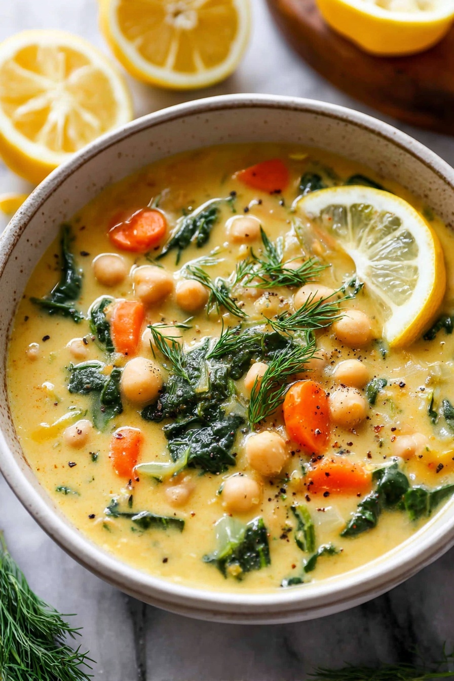 Lemony Greek Chickpea Soup - Serving Suggestion
